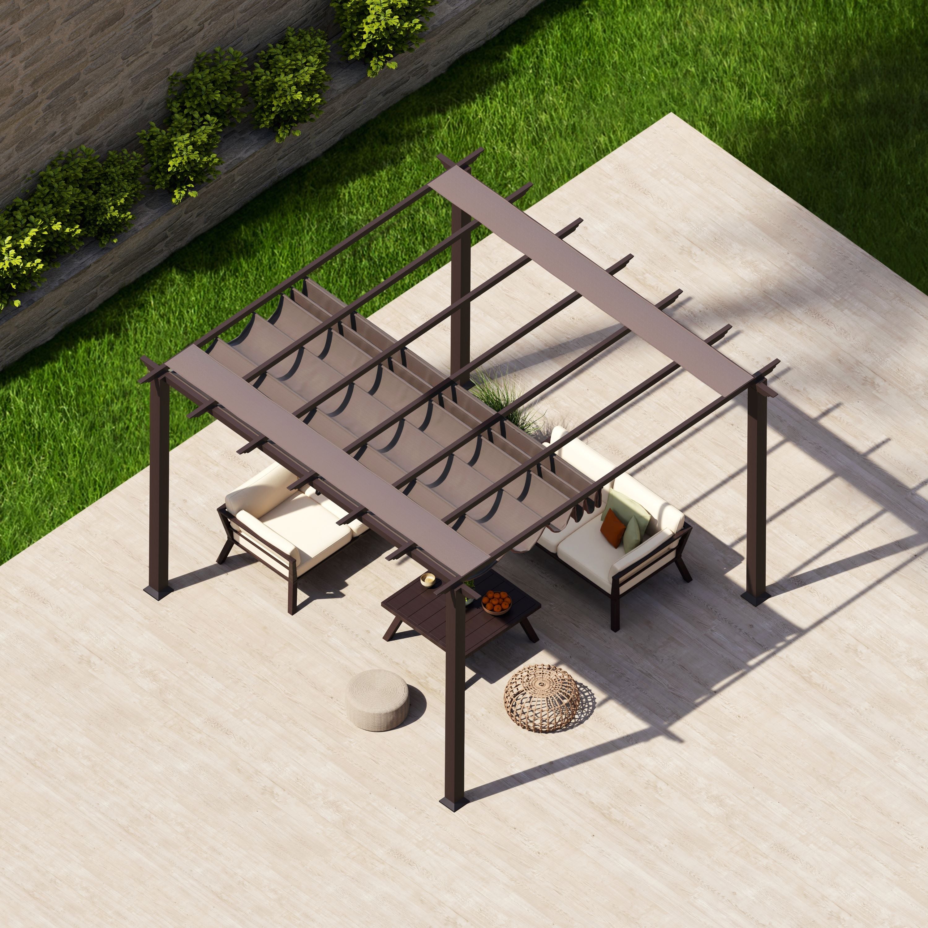 Paragon Outdoor Pergola Florida 1111 inklusive Sonnensegel Dunkelbraun –